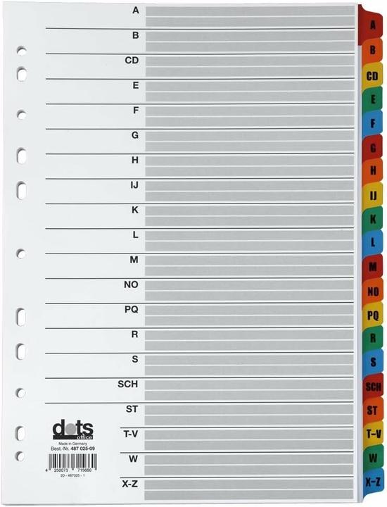 Dots Ordnerregister Mylar Vollformat A-Z weiss 20-teilig, 1 Satz