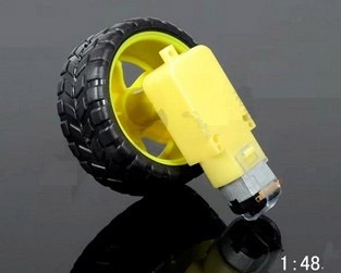 Produktbild YFRobot Set: Chassis-Rad inkl. DC-Motor mit Getriebe (Ratio 1:48)