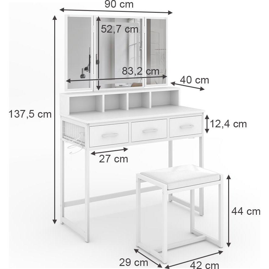 Thumbnail - Vichy, Schminktisch, Mavida (90 x 40 x 137.5 cm)