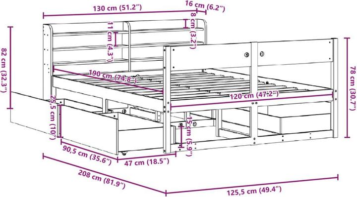 Image du produit vidaXL Bettgestell (120 x 190 cm)