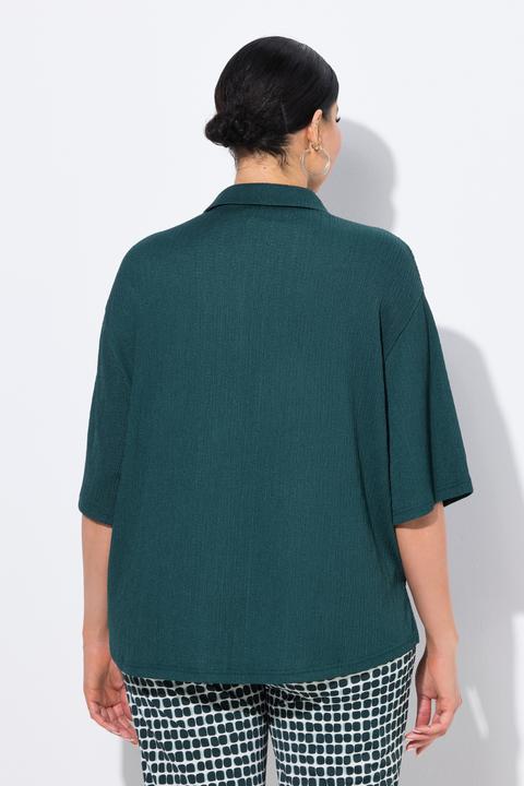 Actual product image Ulla Popken Lightly Textured 3/4 Sleeve Button Down Blouse (62)