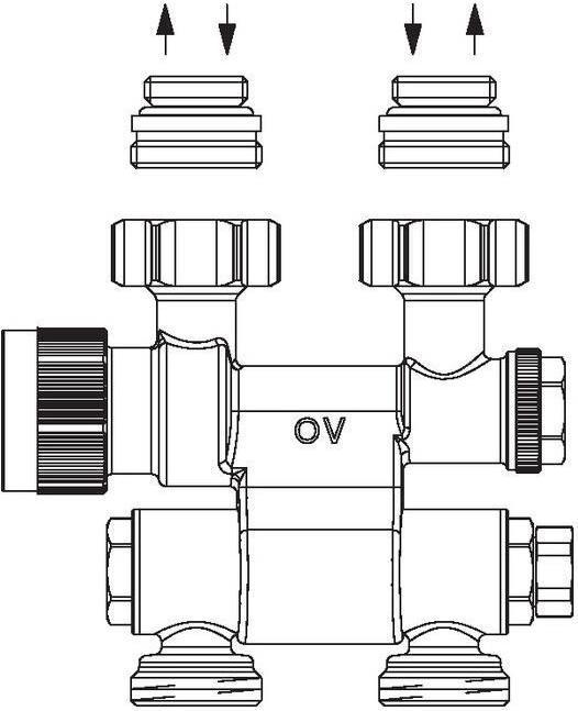 Actual product image Oventrop OV connection fitting Multiblock TF on radiator with IG 1/2inch swivelling