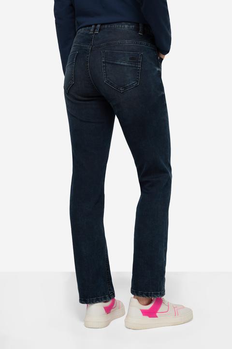 Image du produit Laurasøn Jeans, Straight Fit, 5-Pocket, Saum-Umschlag mit Schriftzug (44)