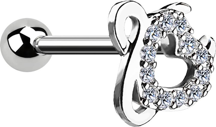 Produktbild Star Piercing Micro Barbell silber mit Kugel und Teufelsherz (Chirurgenstahl 316L, Messing)