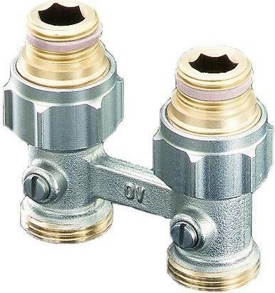 Actual product image Oventrop OV shut-off fitting ZB Multiflex F 1/2inch AGx3/4inch AG nickel-plated brass