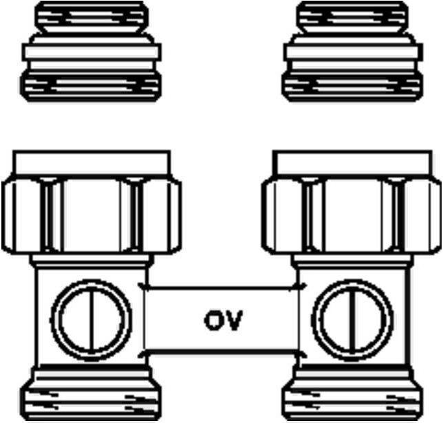 Actual product image Oventrop OV shut-off fitting ZB Multiflex F 1/2inch AGx3/4inch AG nickel-plated brass