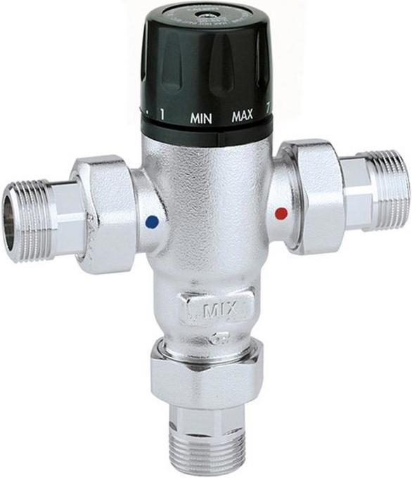 Caleffi Brass thermostatic mixing valve, adjustable 3/4inch, 30-65 degrees