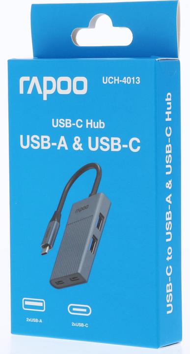 Produktbild Rapoo USB-C Hub UCH-4013 USB-C auf USB-A und USB-C, grau (00226496) (USB-C, 4 Ports)