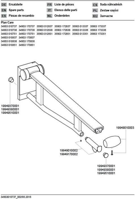 Produktbild Keuco Stützklappgriff WC PLAN CARE 700mm, verchromt/lichtgrau 700 mm, verchromt/lichtgrau