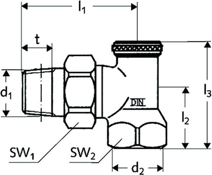 Produktbild Schell Heizkörperverschraubung absperrbar 10 bar, Eck mattnickel, 1/2Zo mattnickel, 1/2Zoll