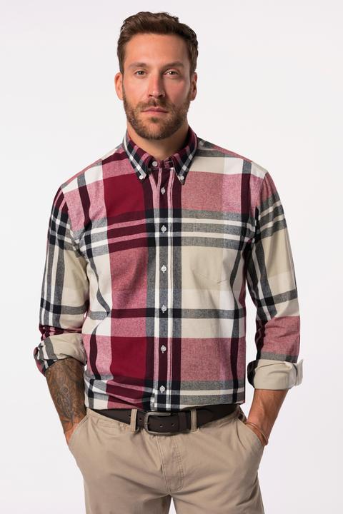 Produktbild JP1880 Karo-Flanellhemd, Langarm, Buttondown-Kragen, Modern Fit (4XL)