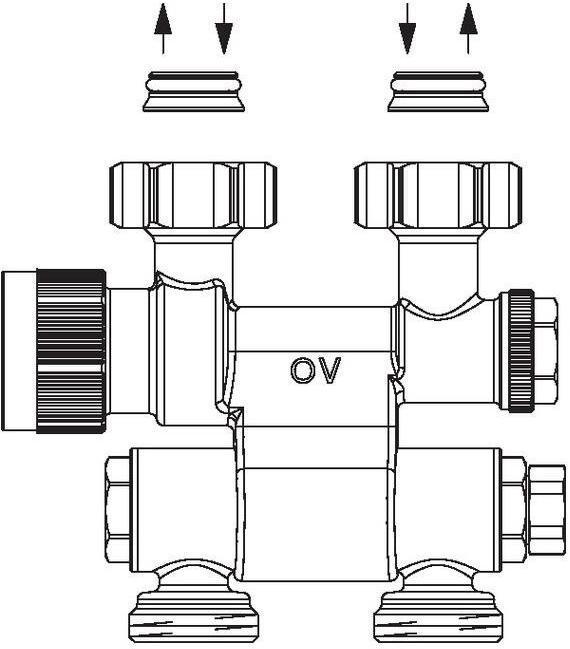 Image du produit Oventrop OV Raccord Multiblock TF sur radiateur avec AG 3/4 pouce pivotant