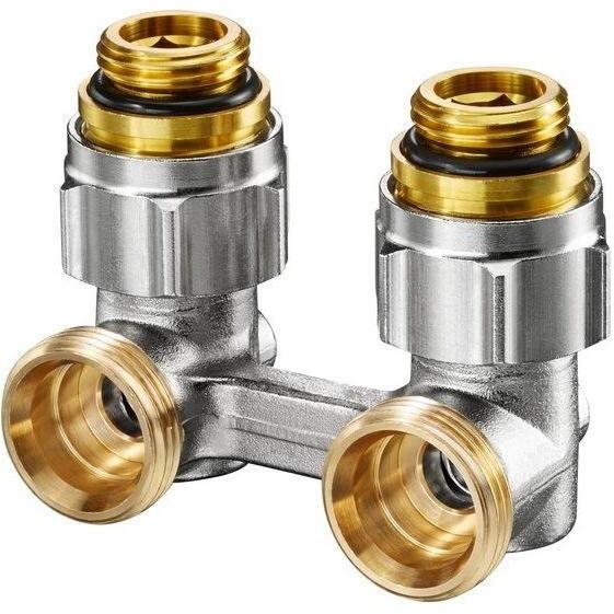 Oventrop OV Absperrwink. ZB Multiflex F 1/2Zoll AGx3/4Zoll AG Messing vernickelt, Zubehör Heizen