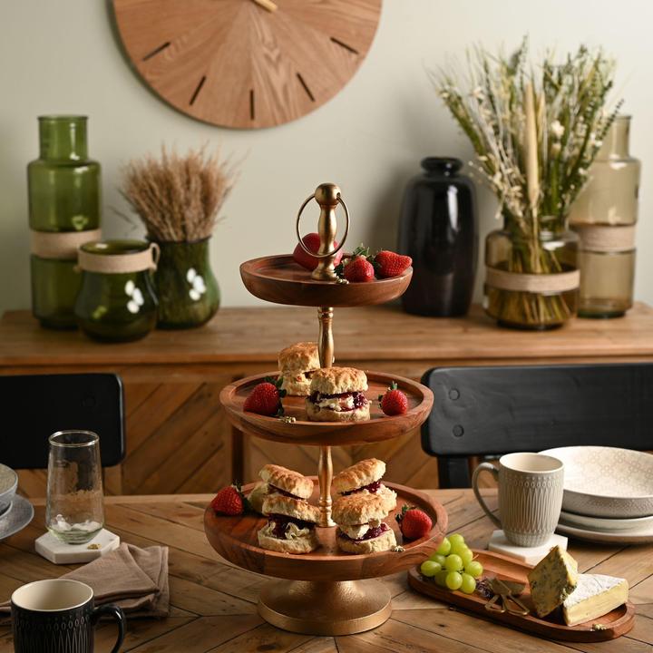Actual product image Hestia Acacia 3 Tier Cake Stand
