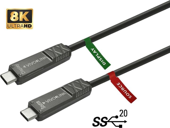 Image du produit Vivolink Câble USB-C vers USB-C 10m (10 m, USB 3.2 Gen 2, USB 3.2 Gen 2x2, 100 W)