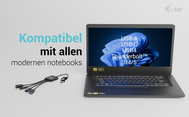 Produktbild i-tec Usb-C/A Cable Hub 4 Ports (USB-C, 4 Ports)