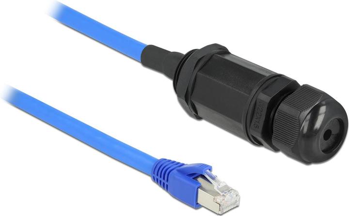 Image du produit Delock Câble RJ45 mâle vers RJ45 femelle Cat.6 étanche avec presse-étoupe (S/FTP, CAT6, 0.25 m)