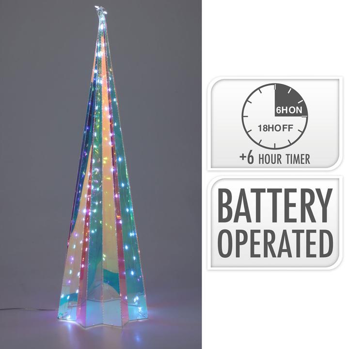 Produktbild Lipo Regenbogen-Pyramide mit sternförmigem Sockel, 40 Micro-LEDs, 13 x 13 x 40 cm