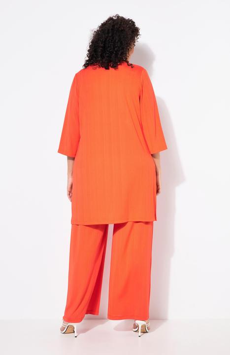 Image du produit Ulla Popken Gilet long en jersey côtelé, coupe ouverte et encolure en V (50, 52)