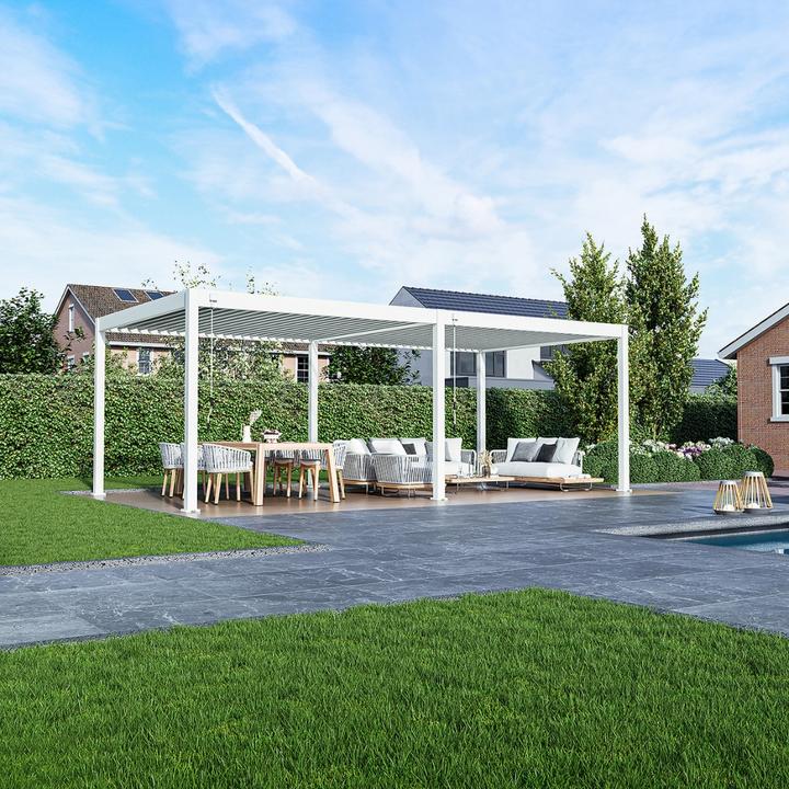 Produktbild Weide Pergola Deluxe Plus 3.6x7.2m mit Lamellendach Weiss (360 cm, 720 cm)