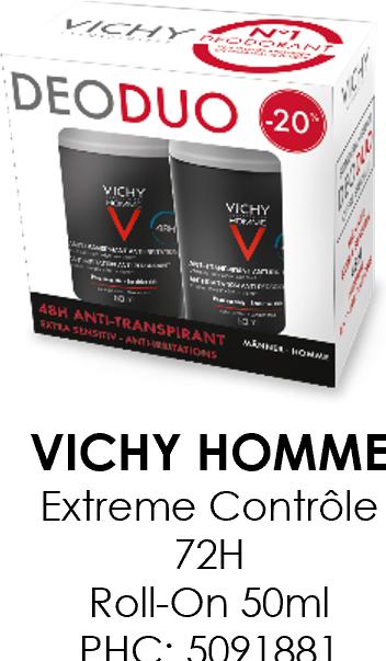 Immagine prodotto Vichy Homme Deo Antitraspirante 72H Duo -20% (Roll-on, 50 ml)