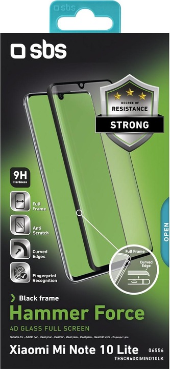 Immagine prodotto SBS Glass Screen Protector 4D Full Cover Xiaomi Mi Note 10 Lite, nero (1 Pezzo/i, Mi Nota 10 Lite)