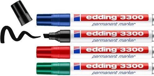 Immagine prodotto Edding Marcatore permanente 3300 (Verde, Blu, Nero, Rosso, 5 mm, 4 x)