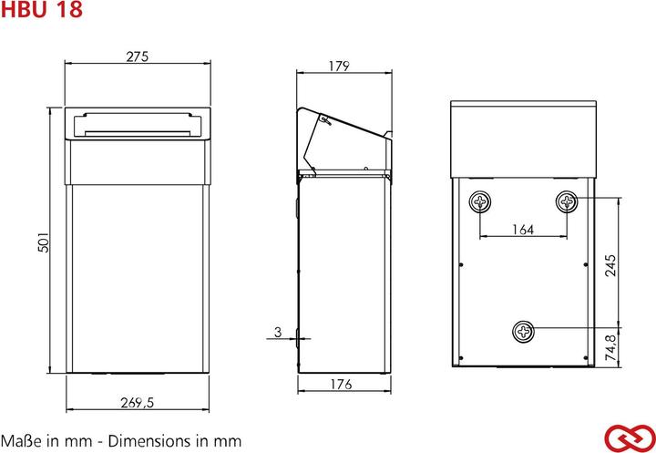 Produktbild Ophardt Abfalleimer Hygienebox Edelstahl 18 Liter (18 l)