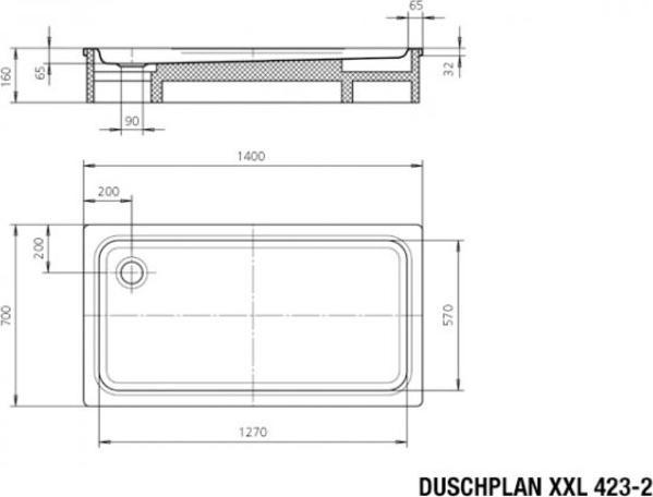 Image du produit Kaldewei Plan de douche XXL 423-1 70x140cm