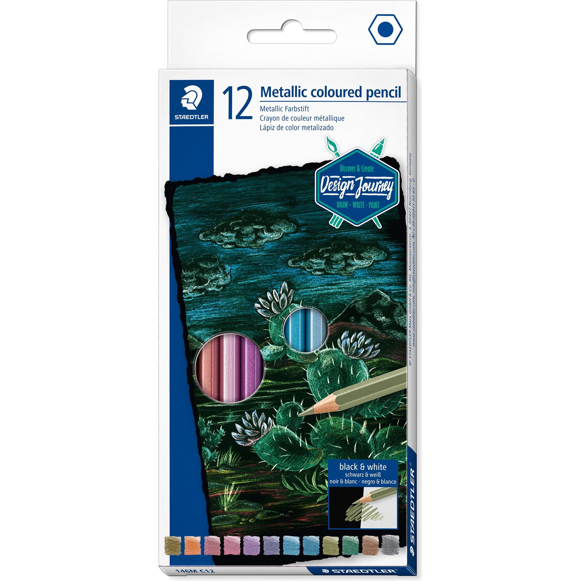 Staedtler, Malstifte, Buntstife Metallic, 12er Kartonetui (Mehrfarbig, 12 x)