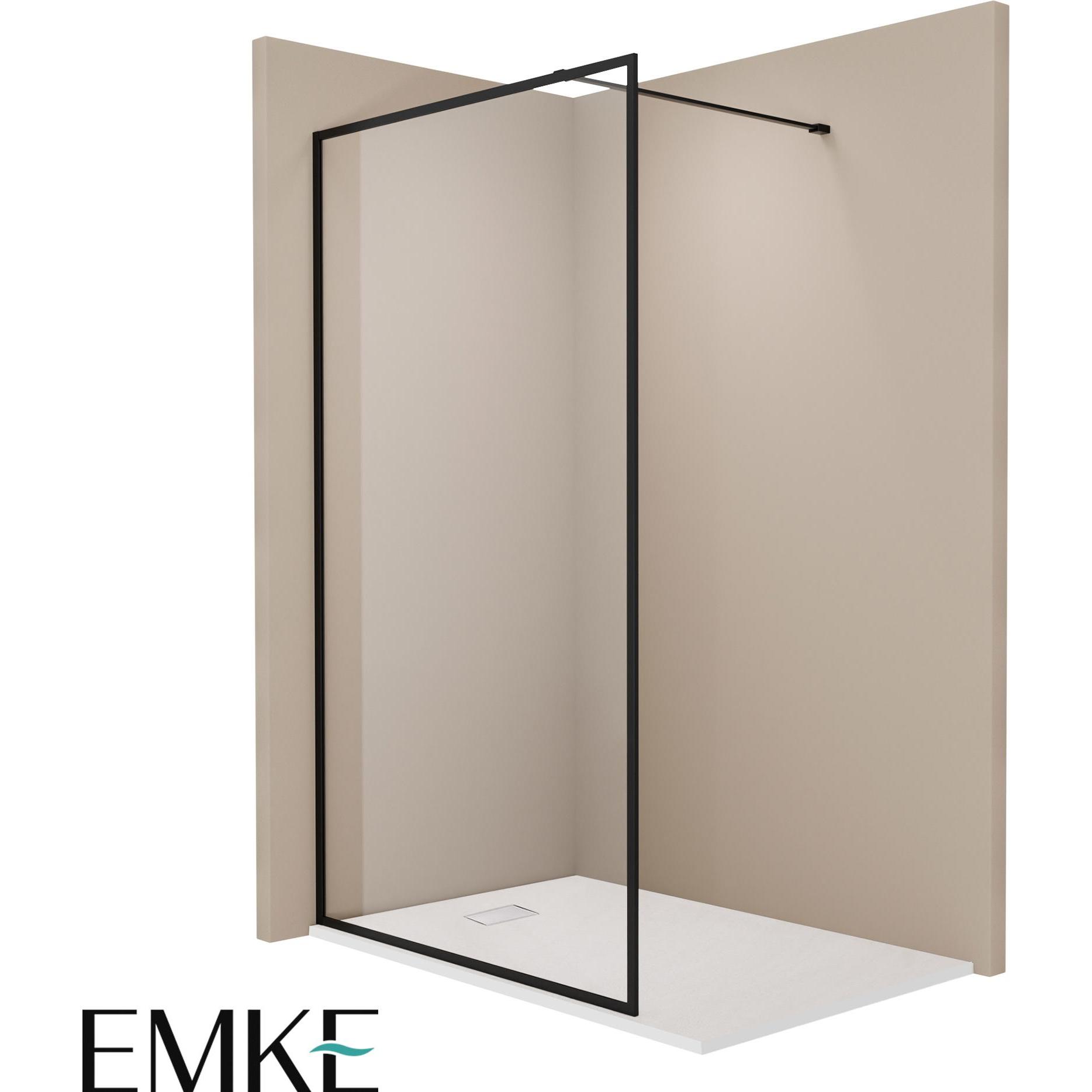 Emke, Duschkabine + Duschwand, Walk In Dusche Duschtrennwand für Badewanne mit 8mm Nano-Beschichtung ESG Klares Sicherhe...