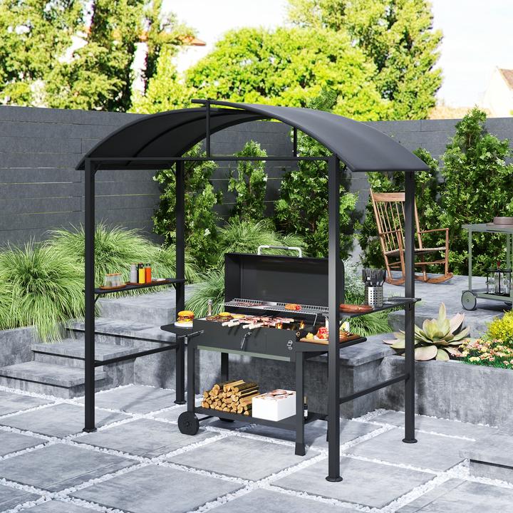Actual product image Outsunny Grillpavillon Stahl, Polyester Dunkelgrau (233 cm, 110 cm)