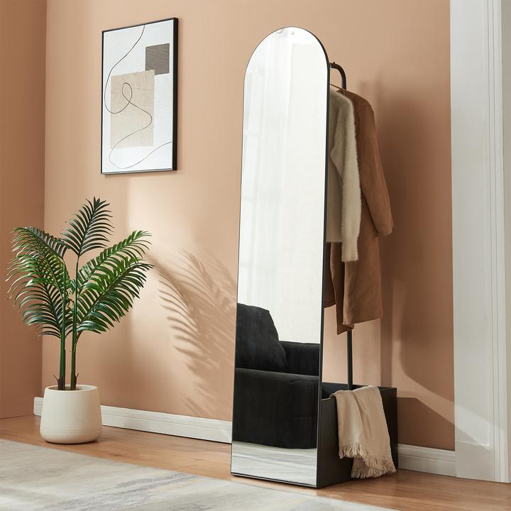 Produktbild En.Casa Garderobenspiegel 2-in-1 Kuonta 165x40x51 cm Schwarz