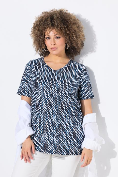 Image du produit Ulla Popken T-shirt, jolis plis creux, coupe évasée, col V, manches courtes (50, 52)