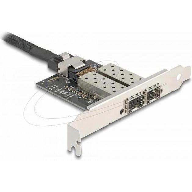 Delock Mini PCIe I/O PCIe full size 2 x SFP Gigabit LAN (Mini PCI Express), Scheda di rete, Nero