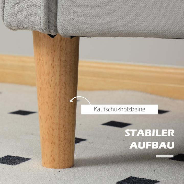 Actual product image Homcom 2 Sitzer Sofa Samt, Gummiholz Hellgrau (2 person sofa)