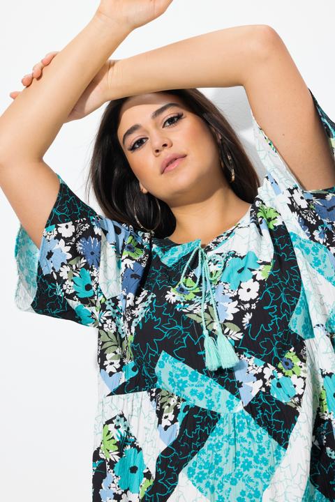 Produktbild Ulla Popken Kleid, A-Linie, Tunika-Ausschnitt, Halbarm (56)