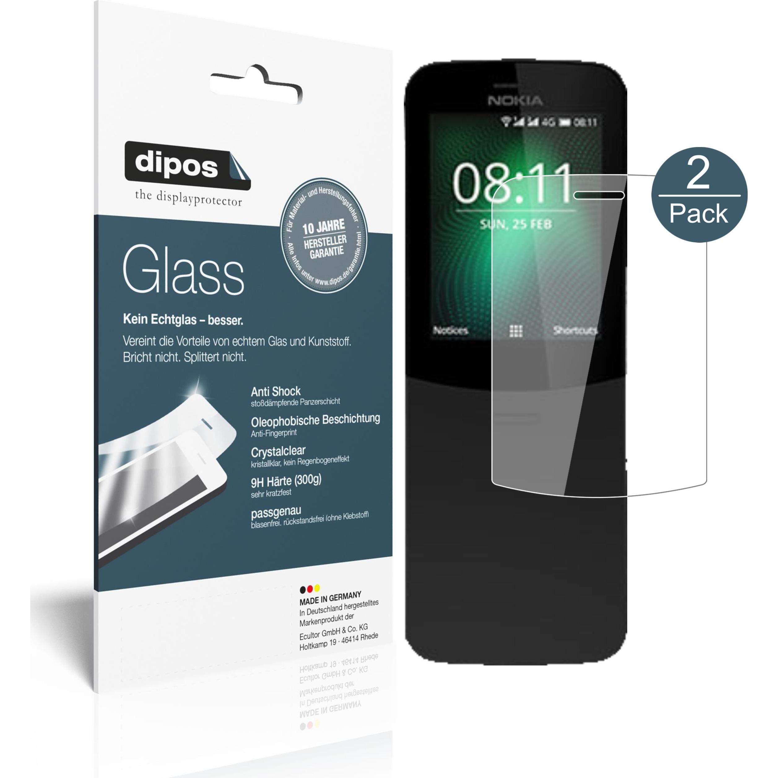 Dipos Displayschutz Anti-Shock (2 Stück, Nokia 8110 4G), Smartphone Schutzfolie, Transparent