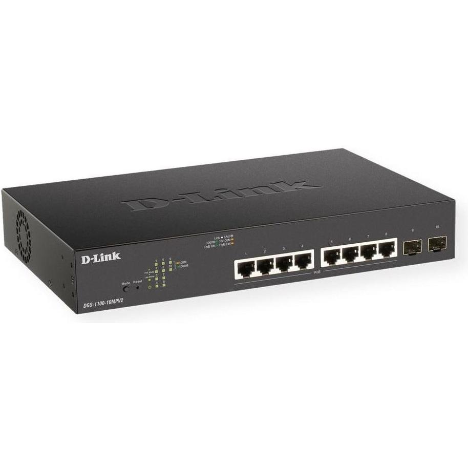 Thumbnail - D-Link DGS-11XX (10 Ports), Netzwerk Switch, Schwarz