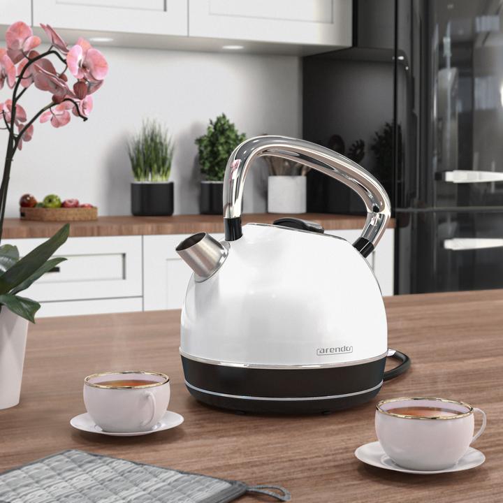 Immagine prodotto Arendo Bollitore da 1,7 l, 2200 W, acciaio inox, stile retrò, vintage, protezione contro il (1.70 l)