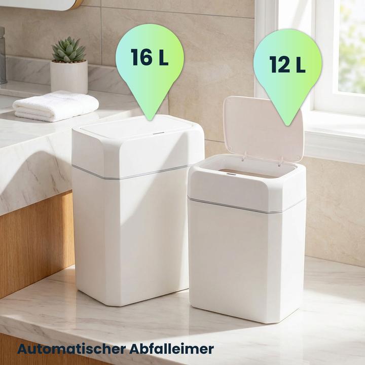 Image du produit Ideoon Premium Sensor Set de poubelles, 12L & 16L, Poubelle automatique avec capteur de mouvement (12 l)