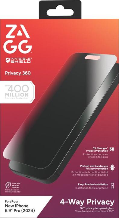 Produktbild Zagg Glass Elite Privacy 360 (1 Stk., Apple iPhone 16 Pro Max)