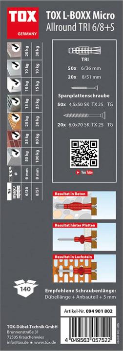 Image du produit Tox L-Boxx Micro assortiment Allround Tri 6/8 +S (140 pcs.) (140 pcs)