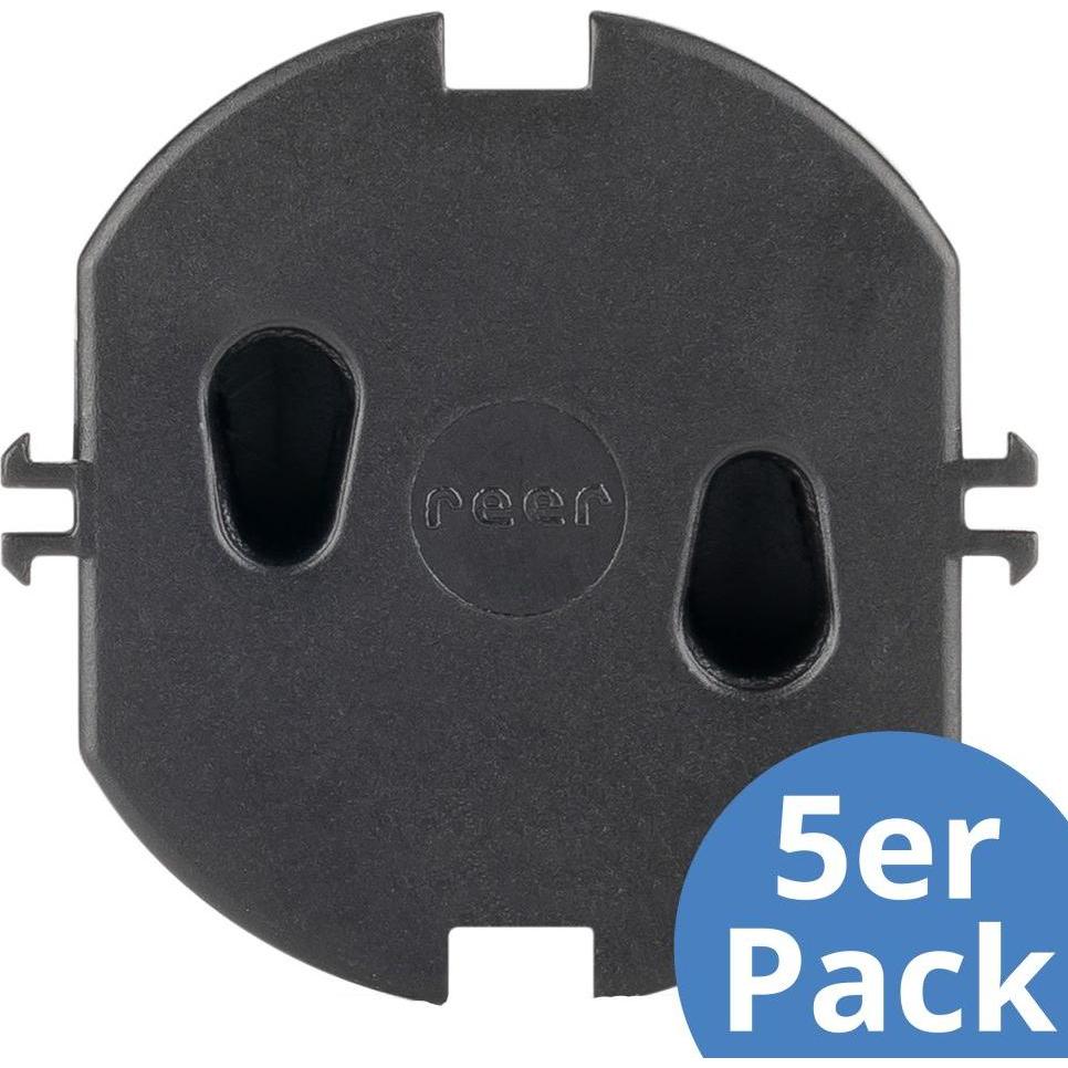 6x Reer, Kindersicherung, Steckdosenkappe schwarz 5St