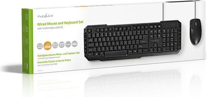 Actual product image Nedis Mouse and keyboard set | Wired | Mouse and keyboard connection: USB | 800 dpi | US Inter (Eng. Int., Cable)