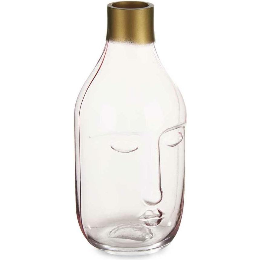 Gift, Vaso, Vase Face Pink Glass 11 x 24,5 x 12 cm (6 Units)
