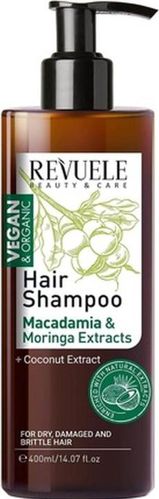 Actual product image Revuele Vegan and Organic Hair Shampoo 400ml Moisturizing Smoothing Treatment with Macadamia, Moring (400 ml, Liquid shampoo)