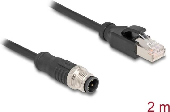 Actual product image Delock M12 cable D-coded 4 pin plug to RJ45 plug PVC (S/FTP, CAT5e, 2 m)