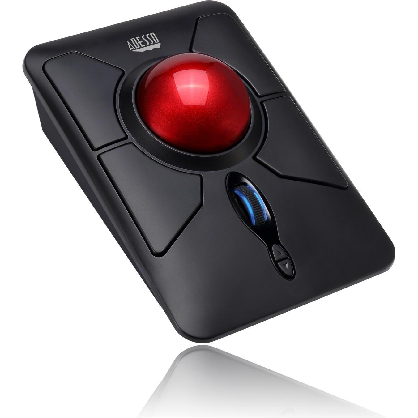 Adesso iMouse T50 Mouse RF Wireless Trackball 4800 DPI Ambidestro (Senza fili), Mouse, Nero, Rosso