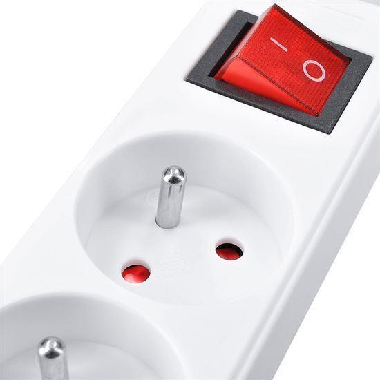 Image du produit Olight Cordon d'extension Solight, 5 prises, blanc, interrupteur, 5m (5 m, CEE 7/3)